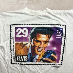 Vintage Elvis Presley Graphic Shirt XL White Stamp Music Anvil Made In USA 90s